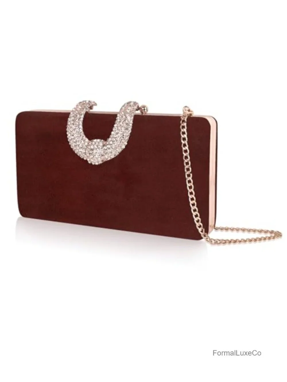 Crystal-Encrusted Evening Clutch with Detachable Chain for Formal Parties